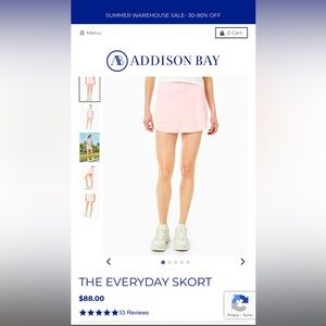 NWOT Addison Bay Everyday Skort in game point pink size large